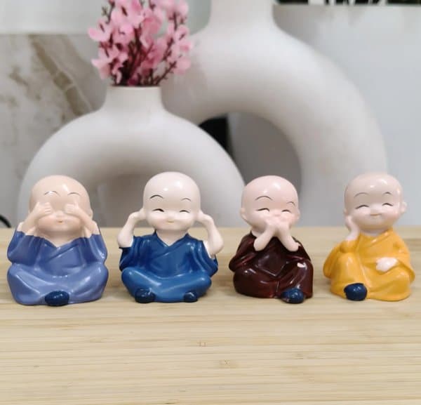Mini Buddha Monk Decor Set
