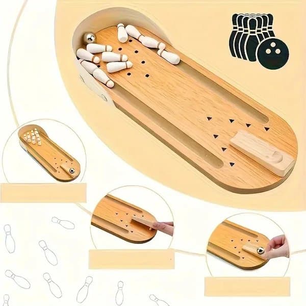 Mini Wooden Bowling Game - View 2